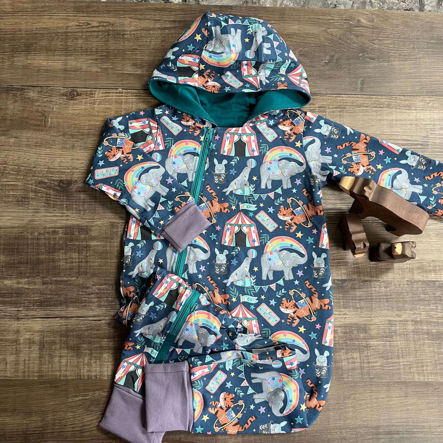 Long zip coverall circus fun - 18-24m - ready to post