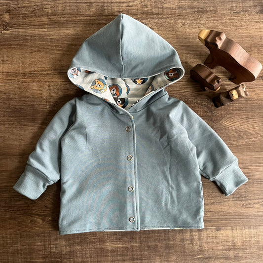 Midnight Stripes - Warmer Fabric - Reversible Hooded Cardi