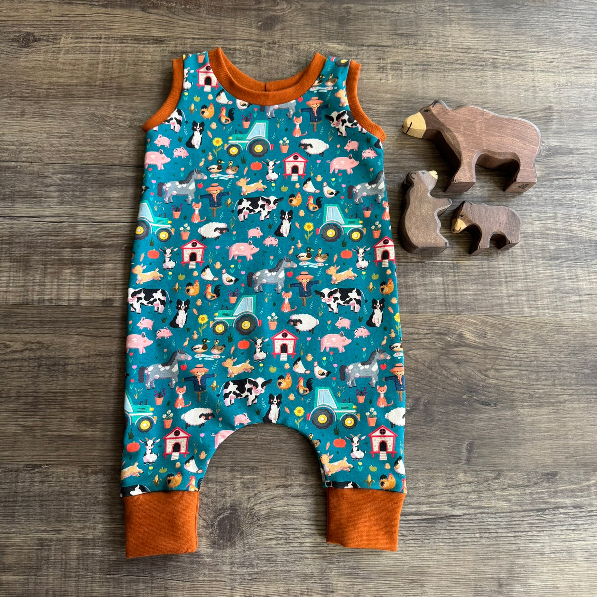 Pull Up Romper - Farm Yard 3-6m