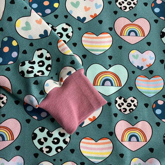 Happy Hearts Slouchy Sleeve jumper - Ready to Post