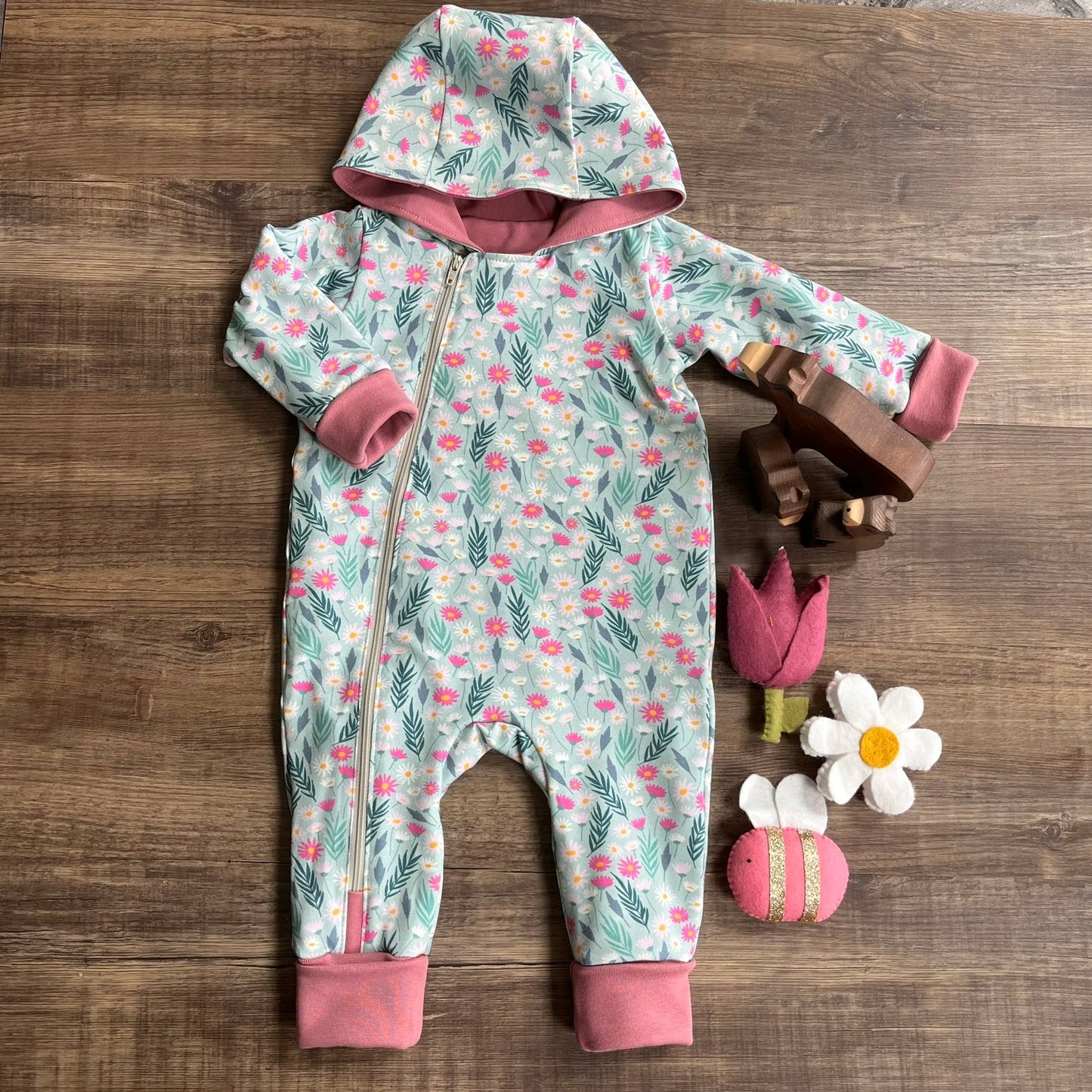 Rainbow Floral - Long Zip Up Coverall