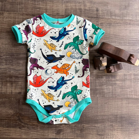 Dragons - Natural - bodysuit and harem set - 6-12m