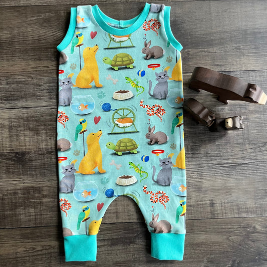 Pet Friends - pull up romper - 12-18m