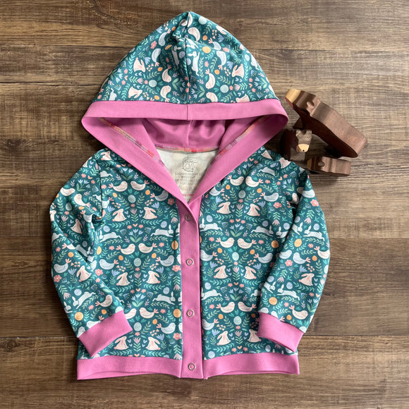 Easter Folk hooded cardi - ready to post - 2-3 years