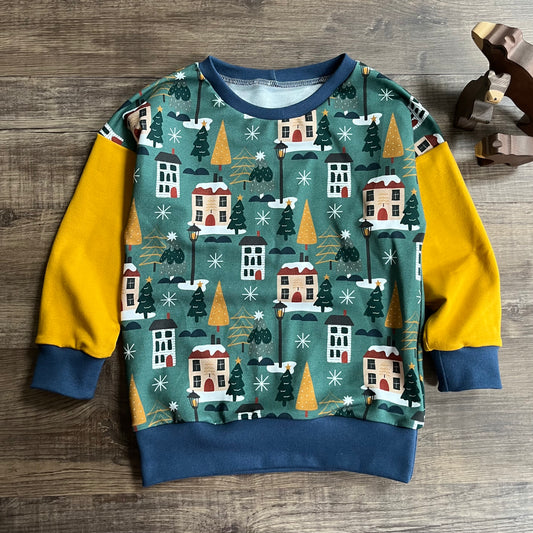 Snowy scene Slouchy Sleeve Jumper - Ready to Post