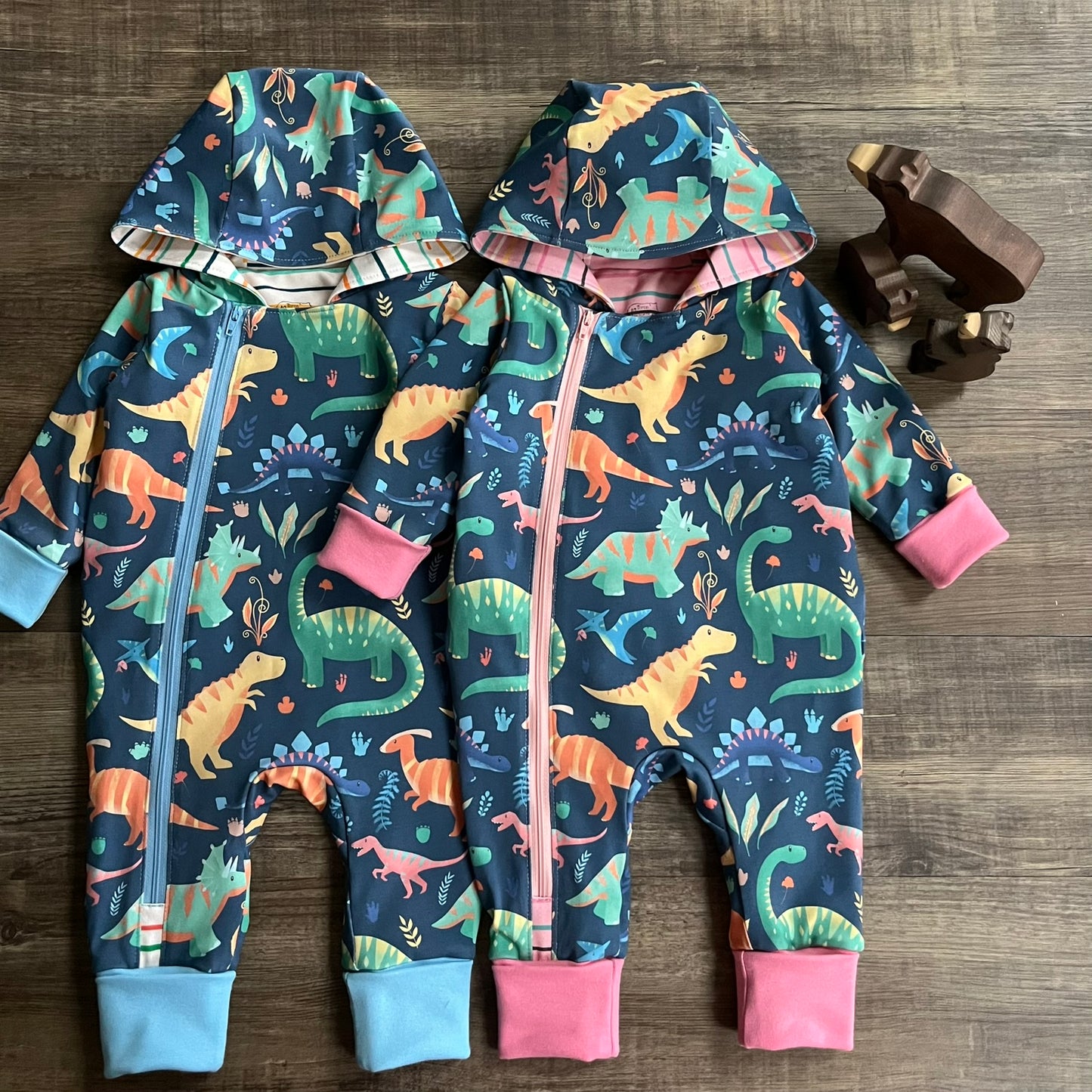 Dinos - Long Zip Up Coverall - 0-3m Ready to Post