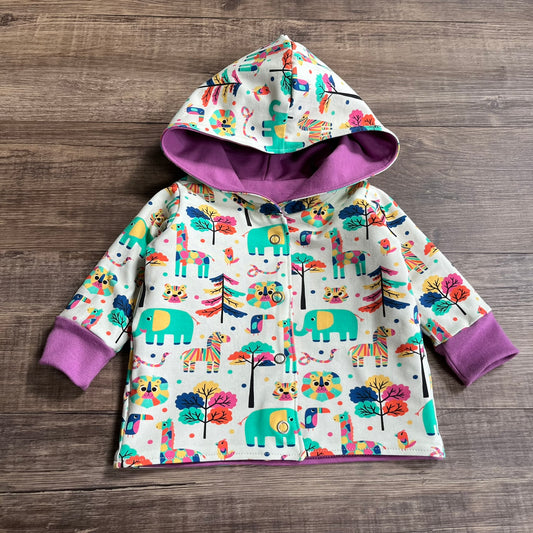 Safari - Reversible Hooded Cardi- ready to post 3-6m