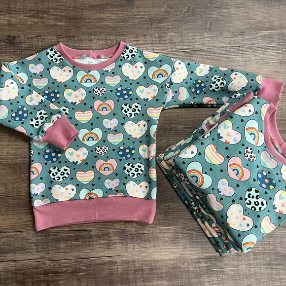 Happy Hearts Slouchy Sleeve jumper - Ready to Post