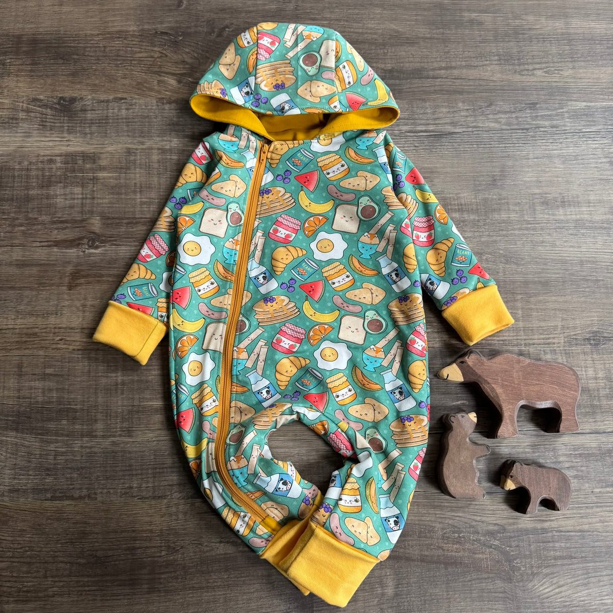 Breakfast- Long Zip Up Snug-Alls - Ready to Post