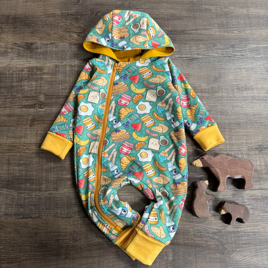 Breakfast- Long Zip Up Snug-Alls - Ready to Post