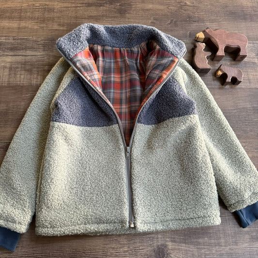 Light Green and Blue Fully Lined Zip Up Fleece - 6-7 Years