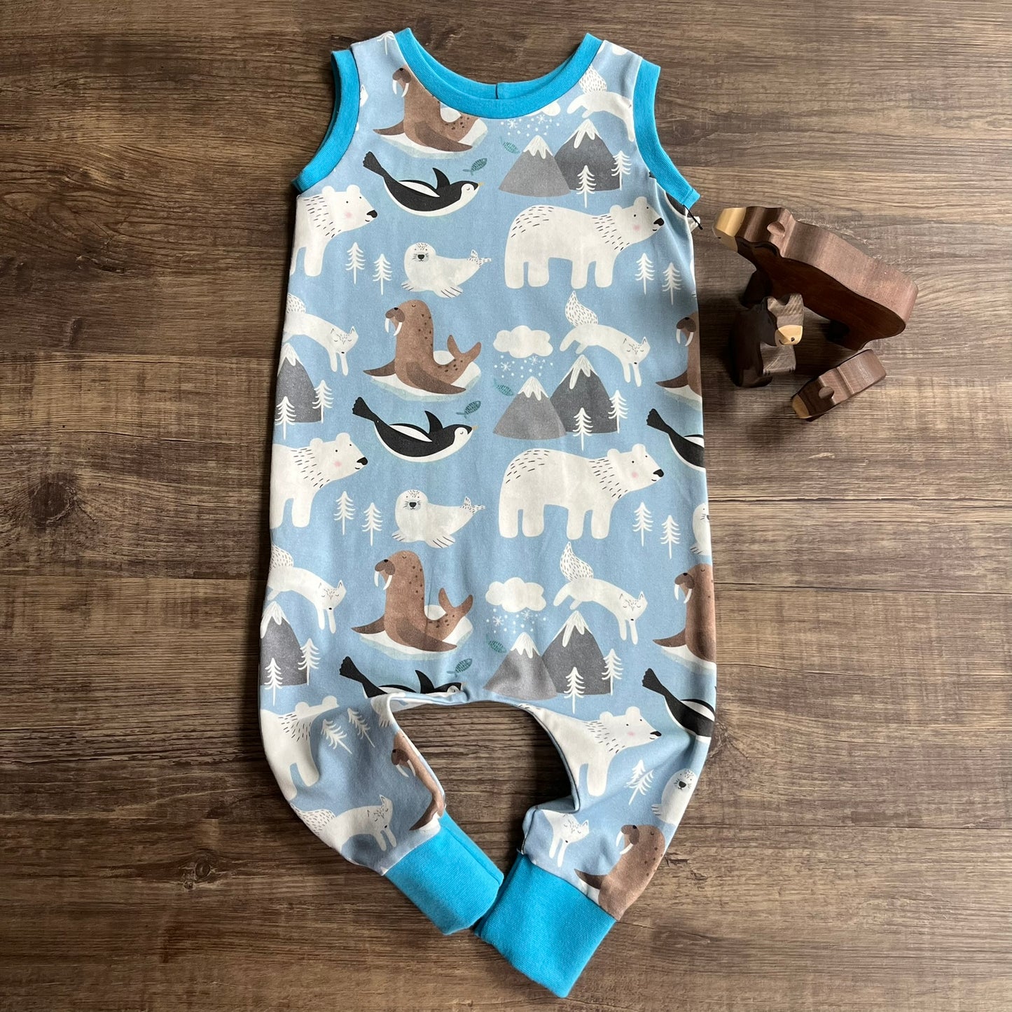 Icy Friends - Pull Up Romper Blue- Ready to Post