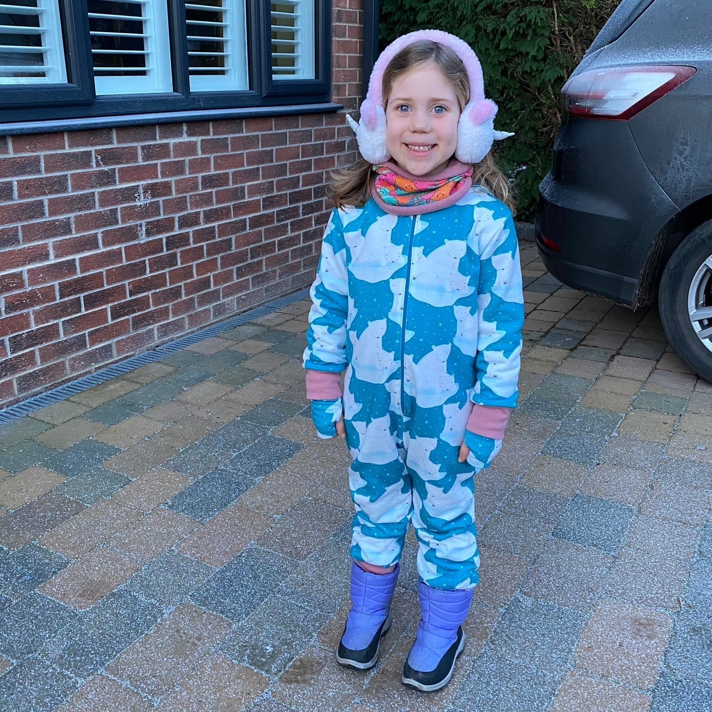 Christmas Friends - Blue - Zip Up Snug-Alls