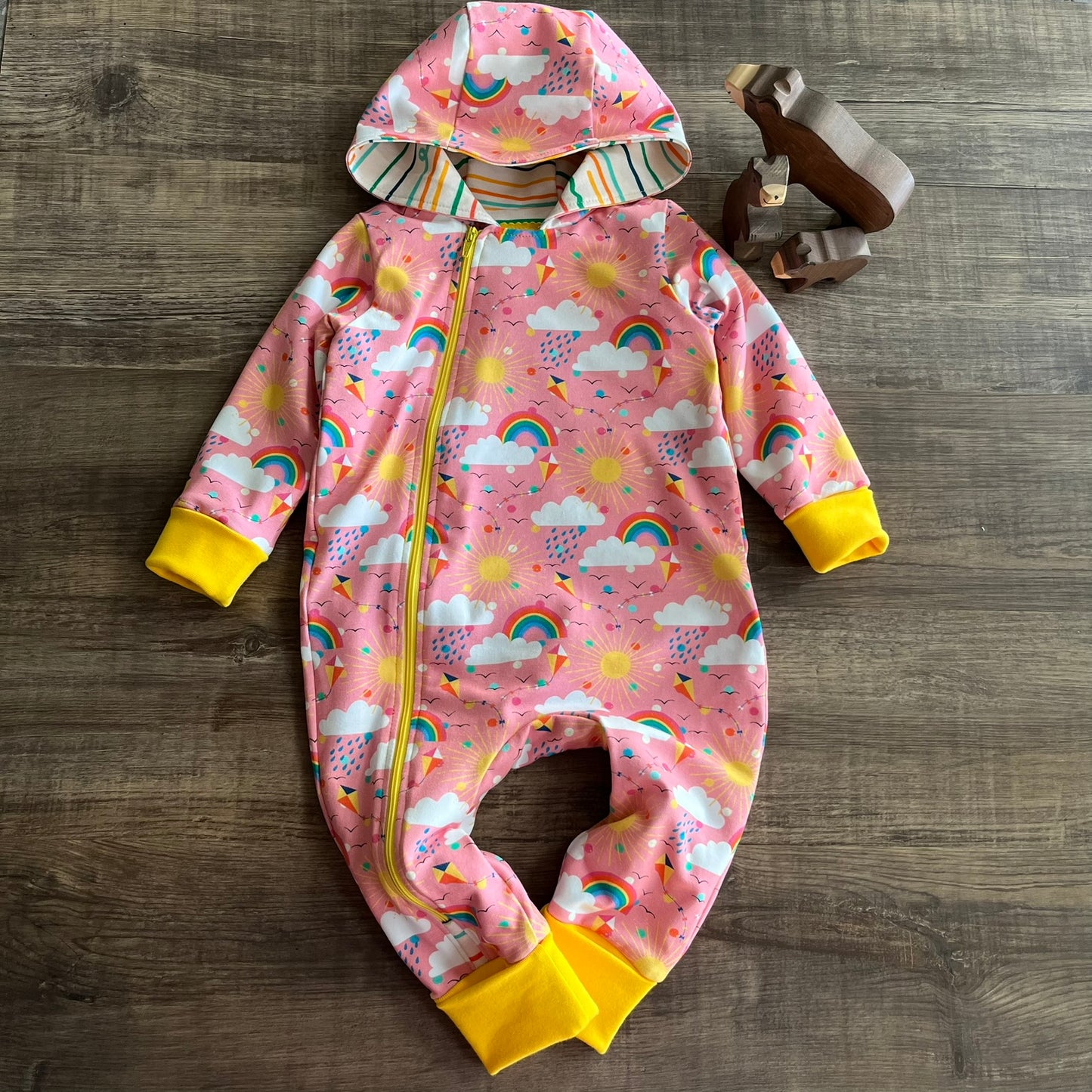 Weather Clouds - Pink - Long Zip Up Coverall - Ready To Post 6-9m