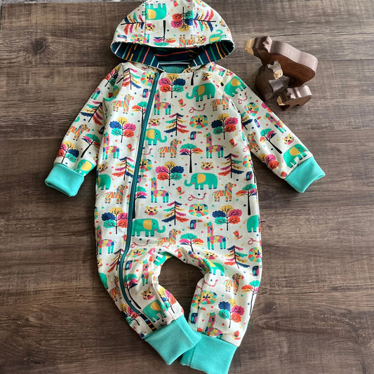 Rainbow Floral - Long Zip Up Snug-Alls