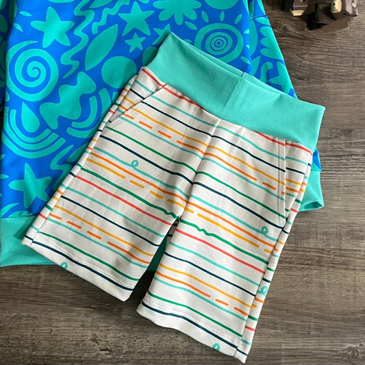 Natural Stripes - Warmer Fabric - Explorer Shorts - Ready to Post