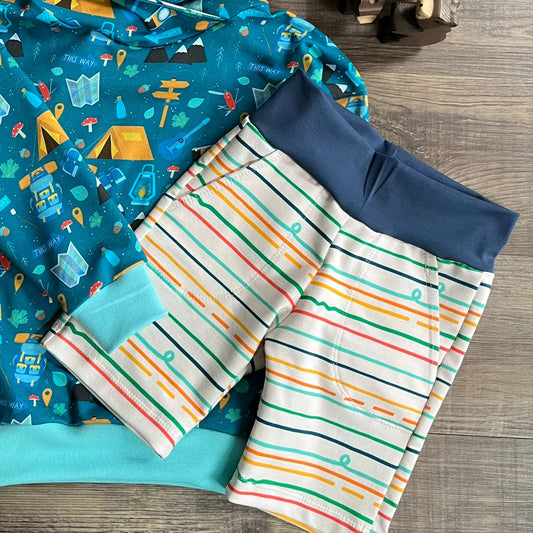 Natural Stripes - Warmer Fabric - Explorer Shorts - Ready to Post