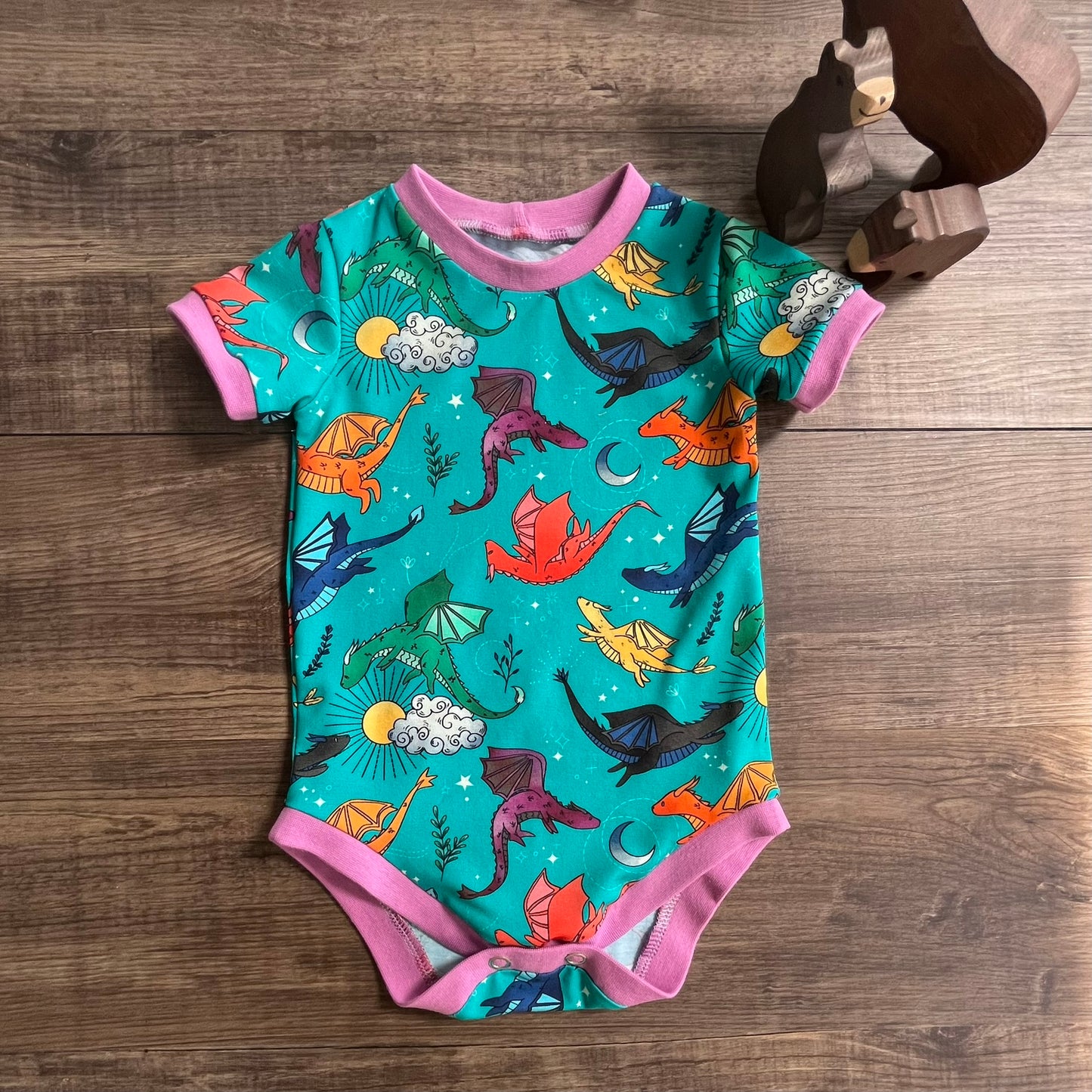 Dragons - Tropical - bodysuit and harem set - 6-12m
