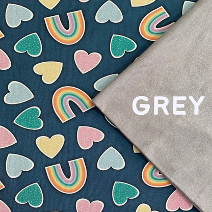 Hearts and Rainbows - Warmer Fabric - All in One Babygrow